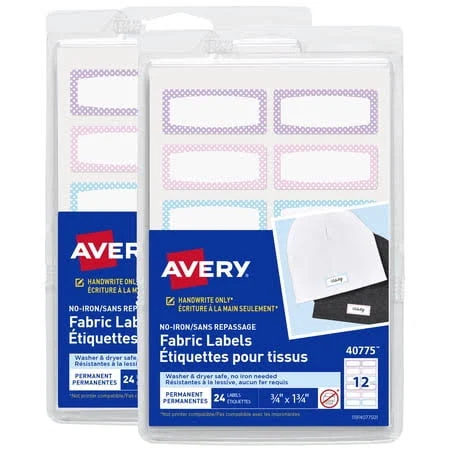 Avery No-Iron Fabric Labels Soft Pastels