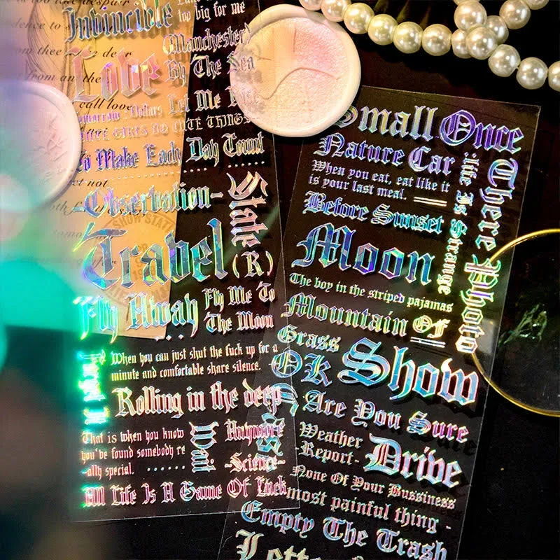 Stamprints Clear Transparent Laser Text Stickers Custom Word Labels