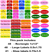 Camp Pack Waterproof Name Labels. Personalized Stick On Clothing