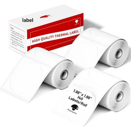 Phomemo M110 Labels, M110/m220/m221/m120/m200 Thermal Labels 1.96 inch x 1.96 inch(50x50mm), M110 Labels Self-Adhesive Label, 140 Labels/Roll, 3 Rolls