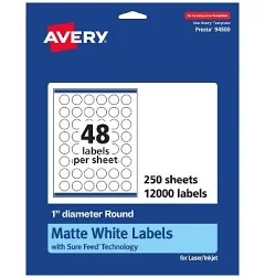 Avery Matte White Round Labels 94500-WMP250