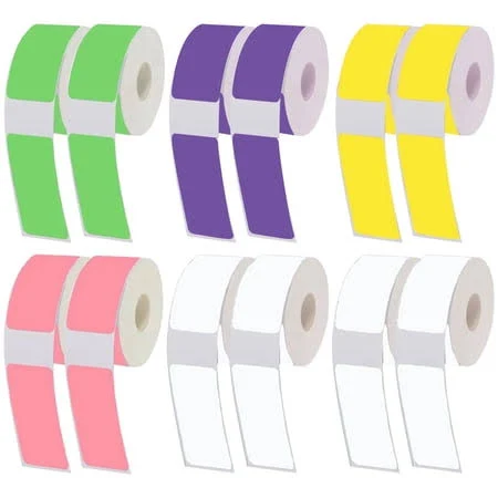 12 Rolls Colored Thermal Stickers, Waterproof Tear-Proof Mini Tags, Portable Adhesive Labels For Small Item Marking, Multicolored Assortment, Men's