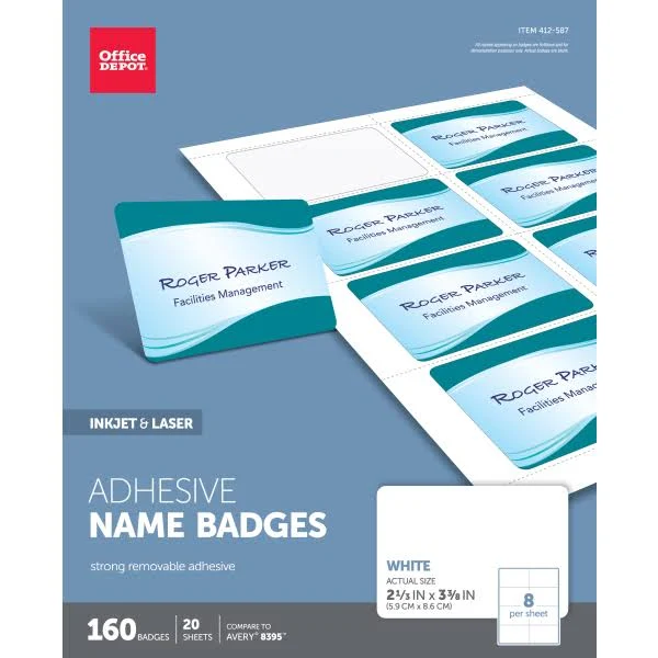 Office Depot Name Badge Labels 2 3 3/8in