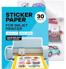 Paper Plan Sticker Paper for Inkjet Printer 30 Sheets 8.5 x 11" Letter Size Matte Stic