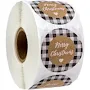 Current Labels Kraft Brown Black & White Plaid Merry Christmas Stickers