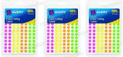 6 Packs Avery 6720 Color Coding 2880 Labels Dots 1/4" Round Removable