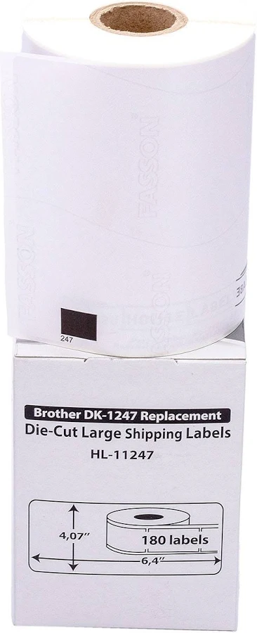 1 Roll; 180 labels 4.07"x 6.4" Large Shipping Labels