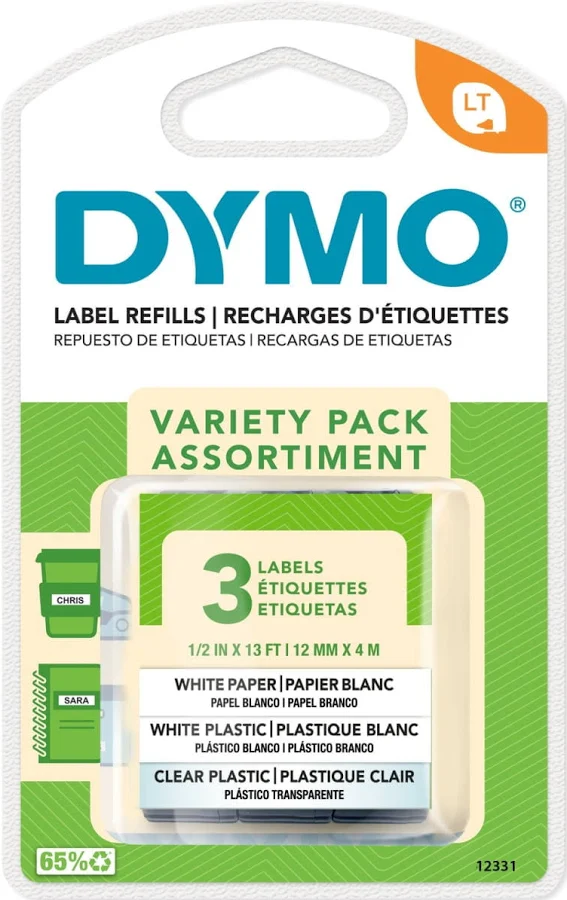 Dymo LetraTag Paper/Plastic Label Tape 12331