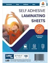VIOLETTO Self Stick Laminating Sheets 8.5 x 11 Inches, 4mil, Pack of 100, No Hea