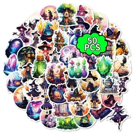 150 PCS Halloween Gothic Aesthetic Waterproof Vintage Witch Decals
