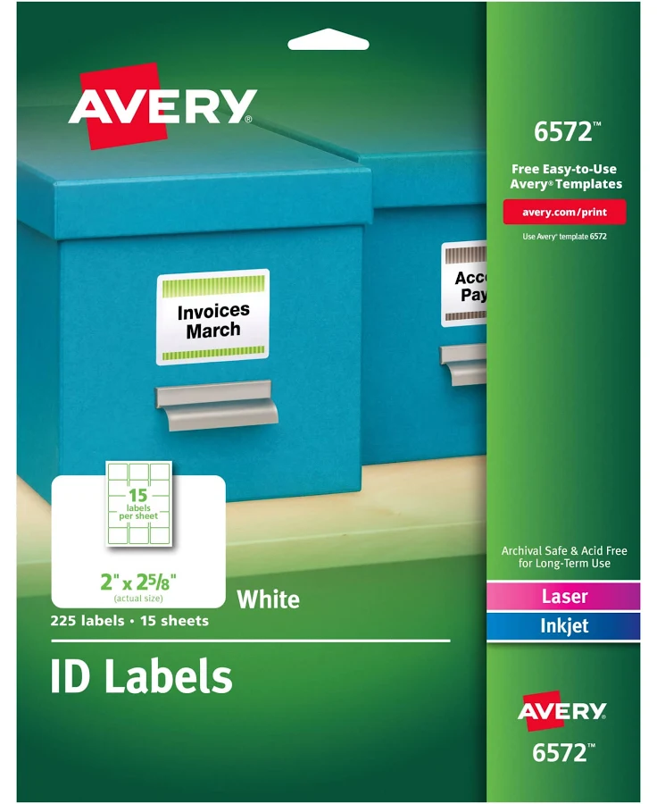 Avery?? ID Labels Permanent Adhesive 6572