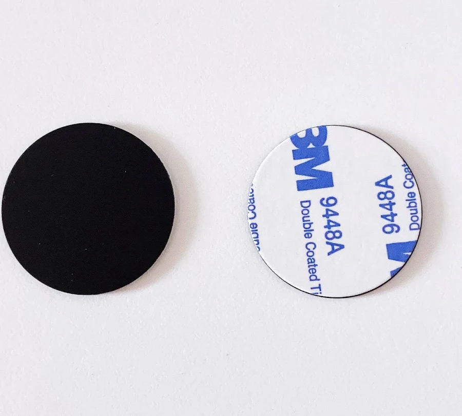 NFC Guard Tour Token black ON-METAL with adhesive - NTAG213 - 30mm round