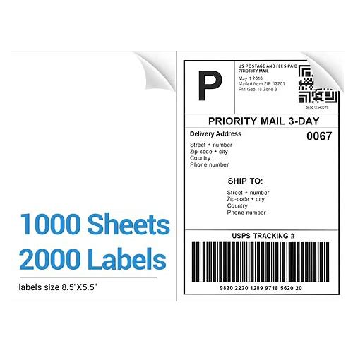 2000 Half Sheet Shipping Labels, …
