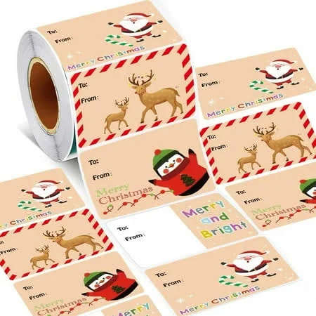 200pcs Bulk Holiday Gift Tag Stickers - Christmas Gift Wrapping Labels Paper Tags for Presents, Party Favors, Name Placeholders