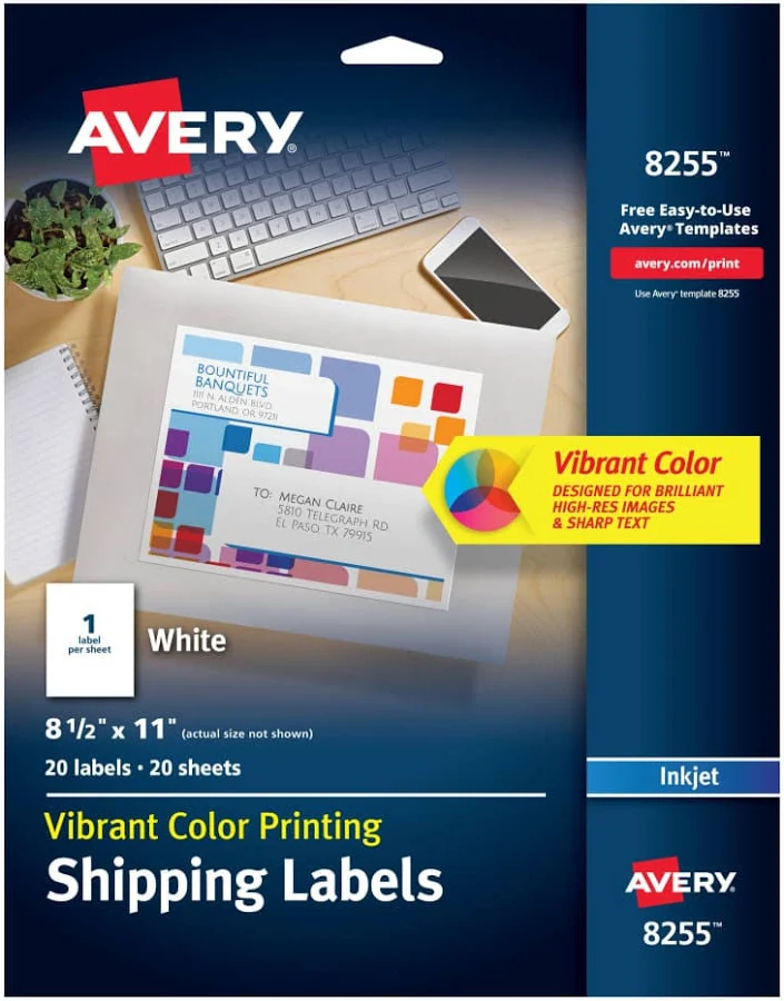Avery Full-Sheet Vibrant Color-Printing Labels