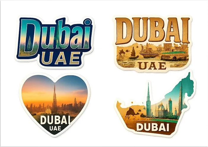 Dubai UAE 4-Pack Vinyl Sticker Sheet Set Souvenir Travel Decal Waterproof