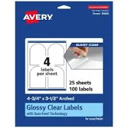 Avery Glossy Clear Arched Labels