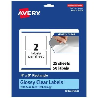 Avery Glossy Clear Rectangle Labels