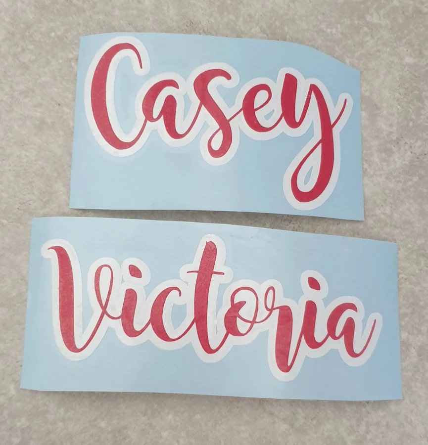 Two Colour Vinyl Decal Name Labels for Glasses, Bottles, Lunch Boxes, Storage and More