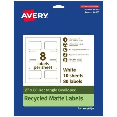 Avery EcoFriendly Rectangle Scalloped Labels