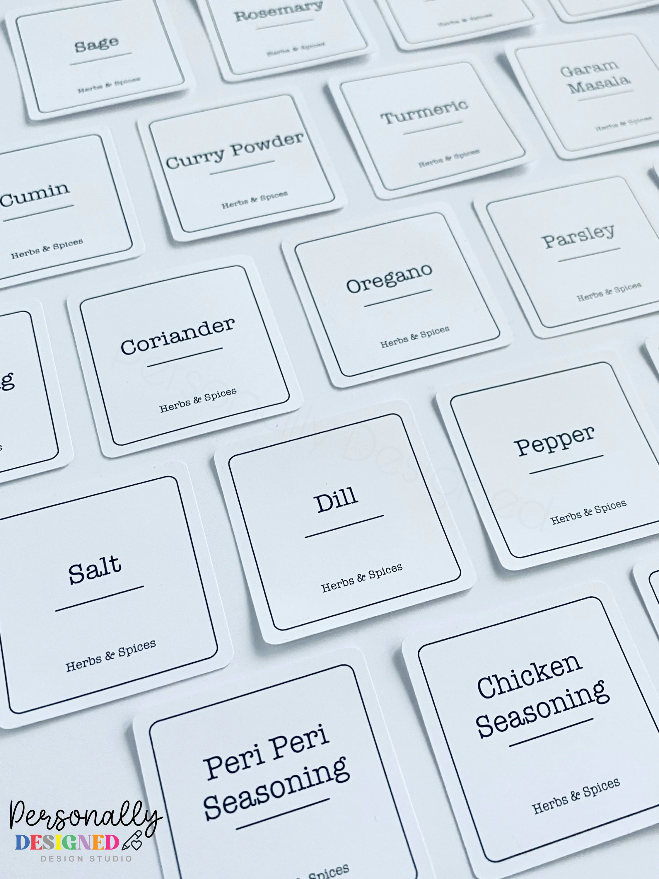 Herbs and Spices Minimalist Labels Bundle | Waterproof and Oil Proof Labels for Kitchen Spice Jars, Storage Canisters, Bottles and Home