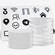 Blank NFC Tags White 50 psc NFC White+10pcs Protector Box+Sticker 2 count NTAG 215 NFC Sticker Card with Sticky , Compatible with ipad Android,