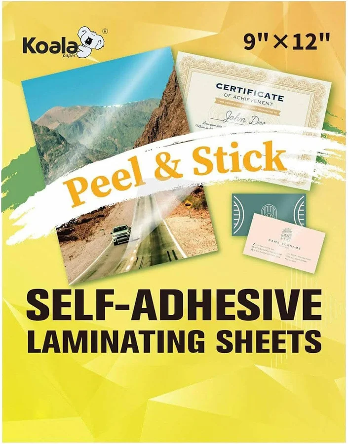 Self Adhesive Laminating Sheets 9 x 12 Inches 20 Sheets