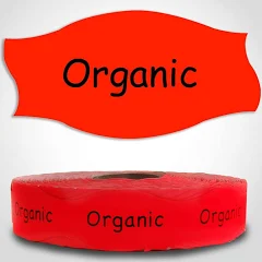 Organic Label Stickers on Red - 1000/roll