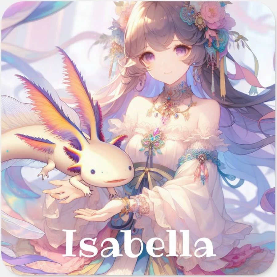 Personalized Anime Girl and Axolotl Square Sticker
