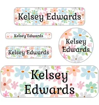 Personalized Waterproof Labels Pack - Flowers Waterproof Labels Pack - by Name Bubbles