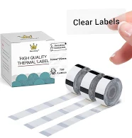 D30 D30Pro Clear Thermal Label- Label Maker Paper Transparent Label Thermal Printer Paper Self-adhesive 14x25mm/0.55x0.98in for Name Price Storage,