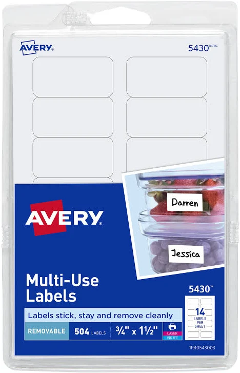 Avery Removable MultiUse Labels for Inkjet/Laser Printers