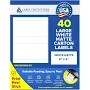 40 Large White Matte Labels 8" x 4" inches 2 Labels Per Sheet 20 Sheets