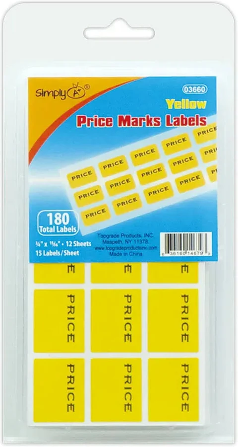 288 Pieces Price Mark Label Yellow 12-Piece - Labels
