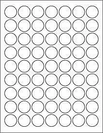 Blank, printable labels: 1" circle, matte white paper with PERMANENT adhesive, 10 sheets= 630 labels