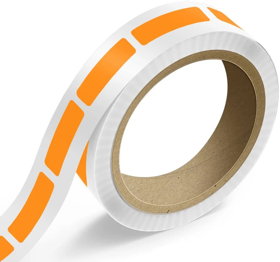 3/4 x 2 3/4 Inch Roll of Rectangle Labels - Bright Adhesive - Neon Orange - 125 Pack
