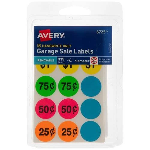 Avery Removable Garage Sale Labels 315 Count