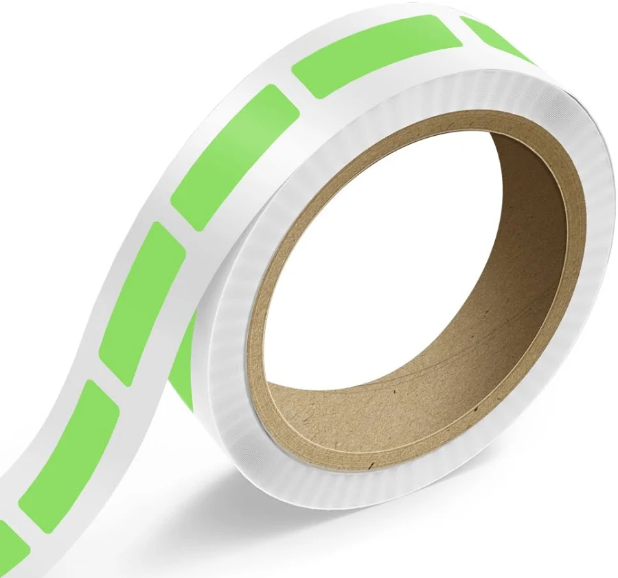 7/8 x 3 Inch Roll of Rectangle Labels - Bright Adhesive - Neon Green - 125 Pack