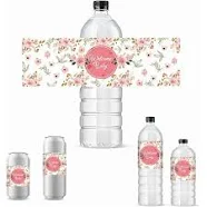 30pcs Flower Bottle Stickers Personalized Water Bottle Labels Waterproof Wine Bottle Wraps Self-Adhesive Champagne Cover Tags for Wedding Birthday