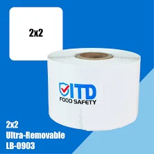 2x2 Ultra Removable - White Labels | Food Safety 32 rolls/Box ($8.15 per roll) $260.80