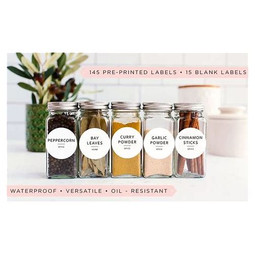 Minimalist Spice Labels - 160 Wat…