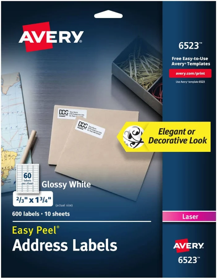 Avery Glossy White Easy Peel Mailing Labels