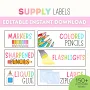 Editable Classroom Supply Labels, Student Supply Organization, Labels for Supply Bins, Trays, Containers. Premade Supply Labels