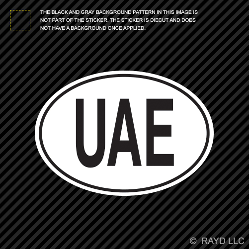 UAE United Arab Emirates Country Code Oval Sticker Decal Self Adhesive Emirati | Rayd Workshop | EBYC15711 | Made in United States | Self-Adhesive