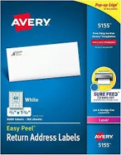 White Easy Peel Address 2/3x1.75in Labels White 6000/bx - 1ea