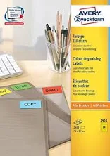 Avery Coloured Labels Yellow 210 x 297 mm Hardware/Electronic
