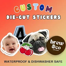 Custom Vinyl Stickers - Print and Cut Any Design and Shape - Laminated Waterproof Custom Labels, Custom Stickers, Logo, Branding