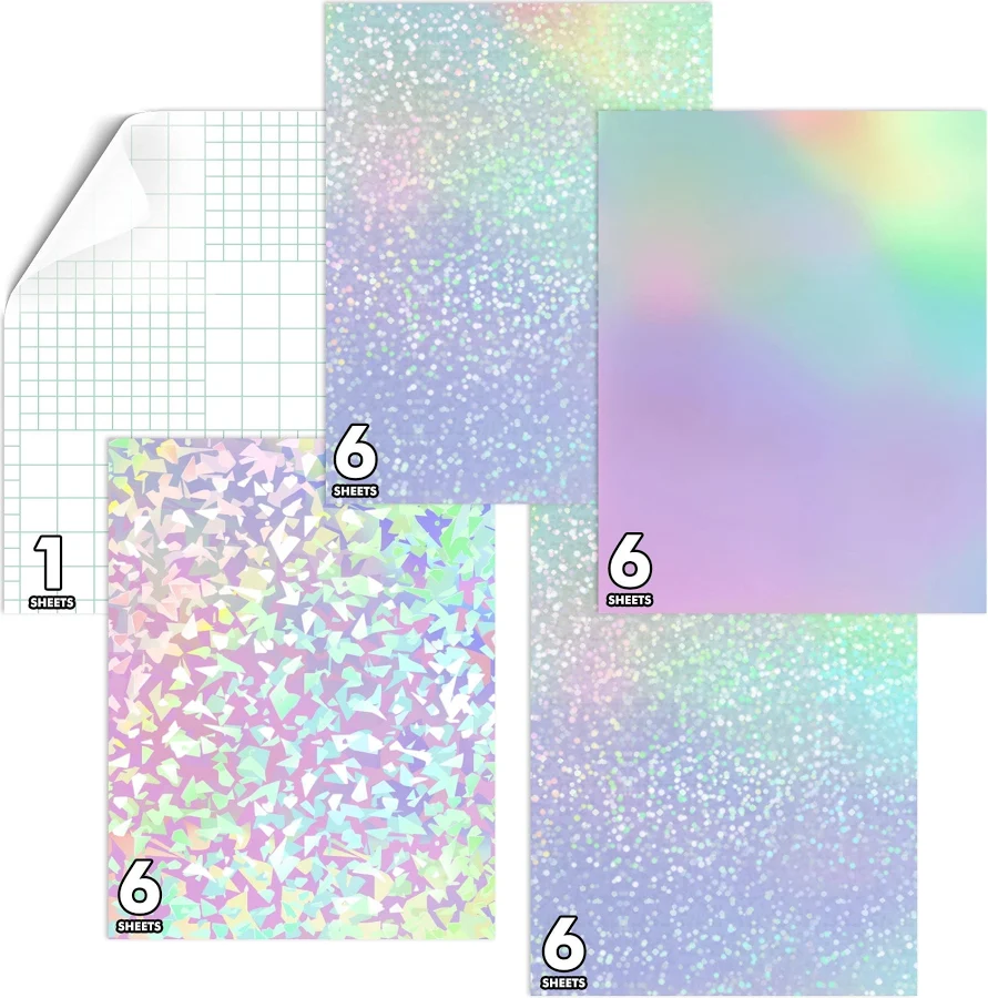 25 Mixed Koala Holographic Sticker Paper Clear Self Adhesive Laminating Overlay