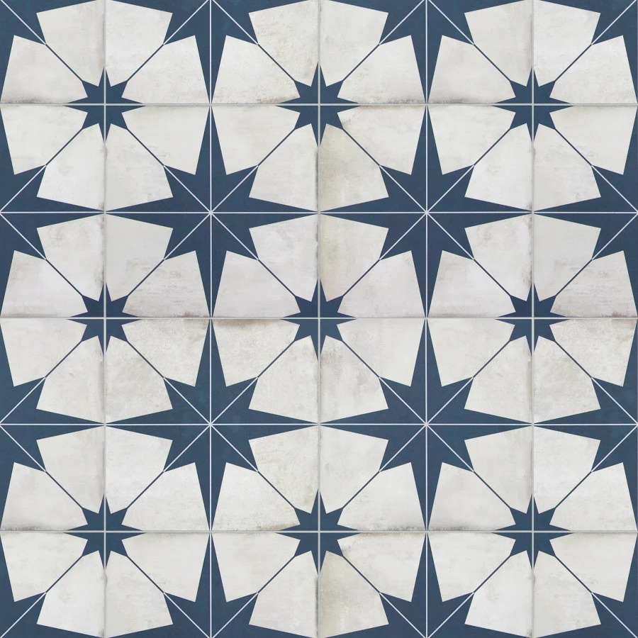 SUNWINGS Patterned Blue Star Peel and Stick Mosaic Wall Tile