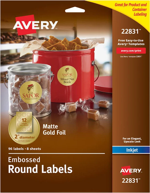 Avery Easy Peel Embossed Foil Labels